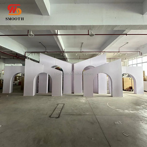 SMOOTH Wholesale Wedding Custom 3D LED PVC Acrylic White Floral Wedding Arch Door Stage <b>Backdrop</b> for Sale - Product Image 2