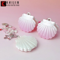 Boîte à fards à paupières et à blush en plastique personnalisable de 4,8 g avec miroir en forme de coquille unique, poudre libre et rangement pour outils de maquillage