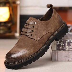 Men's Autumn <b>Head</b> Toe Lace-up Lightweight Solid PU Lining Rubber Outsole Korean Version Casual Retro Work British <b>Style</b> Trendy - Product Image 3