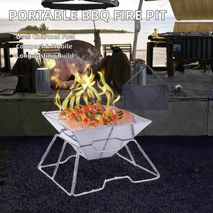 Customized Outdoor Folding Camping BBQ Grill Portable Iron Charcoal <b>Fire</b> <b>Pit</b> Stove Campfire Rack Stainless Steel - Product Image 2