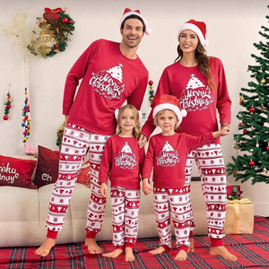 Ensemble de pyjamas de Noël parent-enfant 2026, imprimé dessin animé, lettres, sapin de Noël, flocon de neige, cerf, vêtements de détente pour la famille - Product Image 3