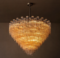 Lustre design moderne pour plafond haut, lampe suspendue décorative pour salon, salle à manger, maison, luminaire suspendu en verre