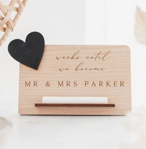 Regalo de Compromiso, Placa Personalizada con Tiza para Contar los Días y las Semanas Hasta la Boda de los Novios - Product Image 4