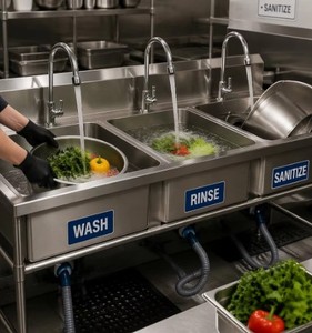 Lavello da <span class=keywords><strong>Cucina</strong></span> a Tre Scomparti in Acciaio Inox 304, Design Moderno Fatto a Mano, per Appartamenti, Vendita all'Ingrosso OEM ODM - Product Image 4