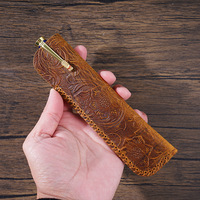 Étui à crayons de bureau en cuir véritable rétro Wincheer, étui pour stylo plume, logo personnalisé, fait main, cuir de vachette de première qualité, qualité supérieure