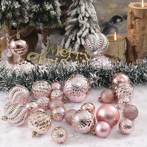 ชุดลูกบอลประดับตกแต่งต้นคริสต์มาสแบบกันแตก สีชมพูทองผสม 35 ชิ้น สำหรับตกแต่งบ้าน - Product Image 3