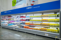 Réfrigérateur de présentation pour supermarché de 1,9 mètre, pour fruits, légumes et boissons, avec refroidisseur d'air, étagères réglables et dégivrage automatique