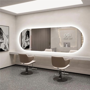 Espejo Profesional Moderno de Una Sola Cara para Barbería, Espejos de Pared Modernos y Sencillos para Salón con Iluminación LED - Product Image 1