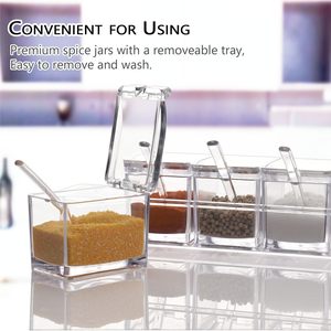 Kitchen Multifunctional Acrylic Clear Food Grade Airtight Spice Storage <b>Canister</b> <b>Set</b> with Lids Injection-Molded - Product Image 4