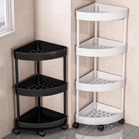Étagère d'angle pliable en plastique écologique multi-niveaux pour toilettes, support de rangement mobile pour l'organisation (vente en gros)