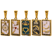 Pendentif DIY pour enfants Manna Fashion, style rétro classique, breloque carte de tarot, couronne étoile, en acier inoxydable plaqué or 18 carats et zircon