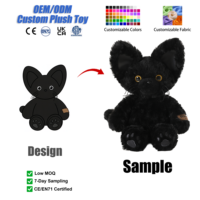 Peluche personnalisable chat noir mignon fraise, jouet en maille Kawaii, animal en peluche, décoration de chambre, tissu super doux