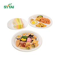 Assiettes de bagasse de canne à sucre jetables pour paquet de fête d'anniversaire de mariage plateaux de plat de fruits alimentaires