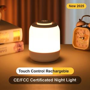 Đèn Bàn Cạnh Giường ngủ xách tay USB-C có thể sạc lại ánh sáng ban đêm cho trẻ em Dimmable mềm mắt-chăm sóc đèn nhỏ lạnh ấm màu trung tính - Product Image 2