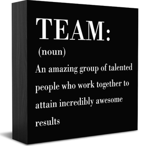 Décoration de bureau inspirante : Boîte en bois avec définition d'équipe pour étagère ou table, cadeau pour collègues, à envoyer à des amis - Product Image 1