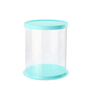 Tall Round Plastic Transparent Square Rigid Cake Packaging <b>Box</b> With Clear Cover - Product Image 2