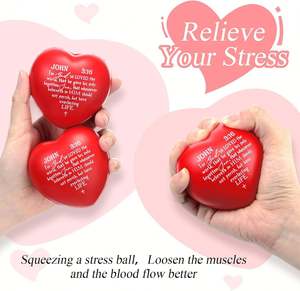 Balle anti-stress en forme de cœur personnalisée - Balle anti-stress en mousse PU souple pour cadeau promotionnel et relaxation - Product Image 5