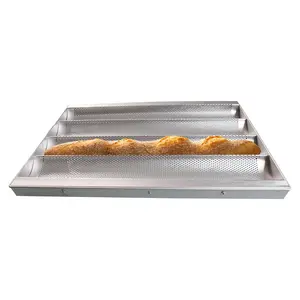 4 sóng Baguette Pan bột lăn nướng công cụ cho bánh pizza bánh mì Pastry đục lỗ bánh khuôn nướng bánh công cụ