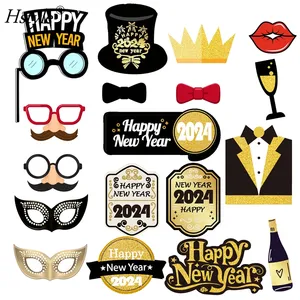 2024 năm mới đạo cụ hình ảnh Kit vàng đen hạnh phúc năm mới đạo cụ hình ảnh cho năm mới của Đảng trò chơi đạo cụ hình ảnh trang trí hs040