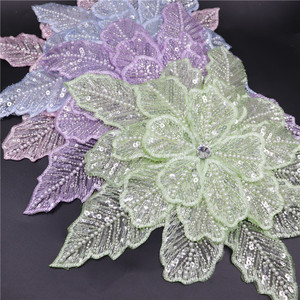 Ái lực thiết kế tùy chỉnh ren dán đề can handmade 3D hoa cô dâu Rhinestone vạt áo đính may trên các bản vá lỗi - Product Image 5