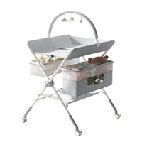Table à langer pour bébé nouveau-né, pliable, avec cadre pour jouets, grand rangement, rembourrage réglable, imperméable, pour la chambre de bébé