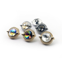 Kancing Kristal Logam Bulat Berkualitas Tinggi Ramah Lingkungan 14MM Model Zimex 28138 dengan Lapisan Gabungan Shank