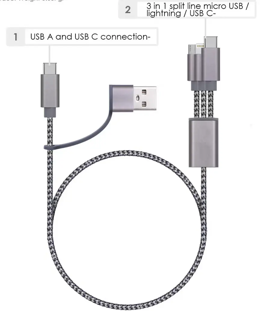 Keluaran Baru Produk Laris Kabel Pengisi Daya Usb Tipe C Ke Port Usb Pengisian Jalinan Nilon Multifungsi untuk Semua Ponsel