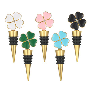 Four Leaf Clover <b>Wine</b> Stopper Metal Sealing Bottle Stopper For Wedding Birthday Party Gift Blue Green Pink White Black - Product Image 4