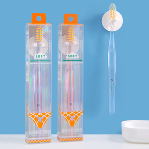 Cepillo de Dientes Sorriso de Cerdas Suaves con Mango de Cristal Translúcido, Cepillo de Dientes Manual para Adultos con Soporte de Succión - Product Image 1