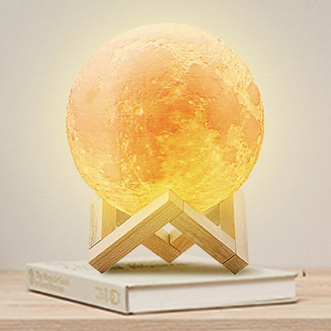 New Product 10CM Touch Colorful Moon Lamp 3D Wireless Speaker LED Night Light with Remote