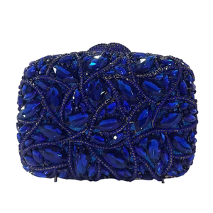 Women Delicate Floral Rhinestone Evening Bag Shiny Leaves Crystal <b>Clutch</b> Purse Detachable Chain Handbag for Cocktail - Product Image 4