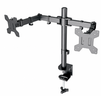 Nouveau support de moniteur double colonne, support de bureau à double bras, construction en acier robuste, hauteur réglable, support VESA, 2 écrans, noir