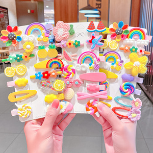 2025 nuevos accesorios para el cabello para niños linda princesa Internet celebridad sombreros bebé fruta dibujos animados arcilla suave BB Clips - Product Image 1