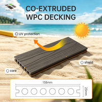 Plancher en composite WPC co-extrudé à trous ronds de 138x23 mm, imperméable, antidérapant, pour extérieur, jardin, terrasse