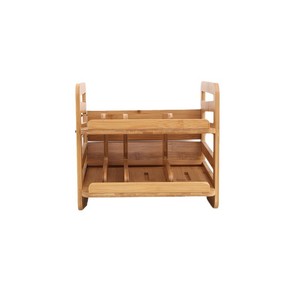 Bamboo Wood Double Layer Storage Rack Removable Office Organizer Rectangle Standing Type 2nd Floor <b>Desktop</b> Drawer Organizer - Product Image 3