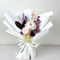Bouquet de roses éternelles en gros 35 cm – Magnifique arrangement décoratif coloré, variété de fleurs, coffret cadeau Saint-Valentin