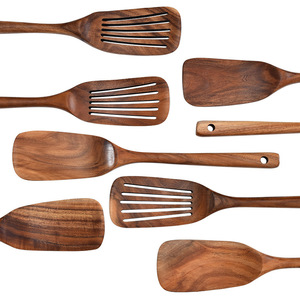 Spatule à fentes en bois d'acacia naturel certifiée FDA LFGB SGS pour la cuisine domestique, la restauration et le traiteur, anti-rayures - Product Image 3