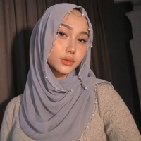 Hijab en mousseline de soie mate brodé de perles, avec bordure perlée, élégant pour les fêtes et les mariages, foulard musulman, cadeau pour femmes pour l'Aïd et le Ramadan