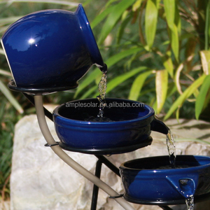 Bella <span class=keywords><strong>fontana</strong></span> solare a cascata con <span class=keywords><strong>fontana</strong></span> in ceramica <span class=keywords><strong>blu</strong></span> per giardino e cortile - Product Image 4