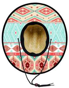 Chapeau de sauveteur en paille unisexe à motif aztèque imprimé par sublimation, prêt à être expédié, protection solaire UV pour la plage - Product Image 3