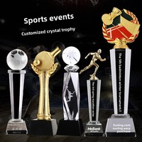 Trophée en verre cristal blanc personnalisé pour compétitions sportives créatives – Récompenses de basket-ball, badminton, tennis de table, football – Zhejiang