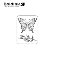 Autocollant de tatouage semi-permanent Boldink, motif feuille de papillon, pour la main, le bras, le corps, imperméable, longue durée (2 semaines), encre à base de jus végétal