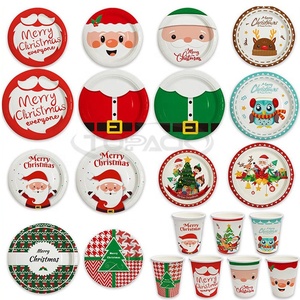 Tùy Chỉnh Giáng Sinh Năm Mới Đảng Dùng Một Lần Bộ Đồ Ăn Đặt Bữa Ăn Tối Sử Dụng Đảng Giấy Tấm Bánh Tấm Với Cốc Giấy Khăn Ăn - Product Image 2