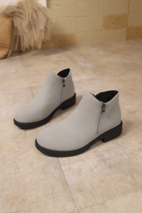 Stivaletti grigi da <span class=keywords><strong>donna</strong></span> con tacco basso alla moda stivali corti comodi Casual alla moda - Product Image 5