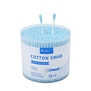 300 pièces/boîte, bâtonnet de coton rond à tête bleue, bâtonnet de coton en papier blanc avec boîte ronde - Product Image 3