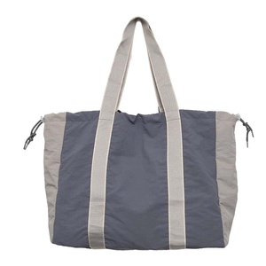 Solid Color <b>Canvas</b> Tote <b>Bag</b> <b>Drawstring</b> Closure Minimalist Design All Seasons Travel Use Gray and Beige - Product Image 5