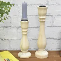 Lukcywind suporte de velas de madeira inacabado, castiçais de artesanato clássico para pintura ou decoração por madeira