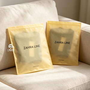 Factory Custom Cotton Paper Garment Zipper Bags Three Side Seal Hang Hole <b>Waterproof</b> Moistureproof For T-Shirt Lingerie Sweater - Product Image 1