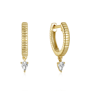 Pendientes Colgantes CANNER S925 de Plata de Ley con Diseño Simple de Gota de Agua y Circonita 5A, Bañados en Oro de 18k - Product Image 1