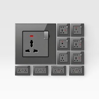 BENDI C33 Panneau de Prise Murale Modulaire Standard Britannique, Module Interchangeable Alimentation USB RJ45 Téléphone TV 16A 250V Verre IP22 4